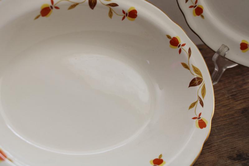 photo of vintage Hall china Autumn Leaf oval bowl & platter, Jewel T Tea pattern #3