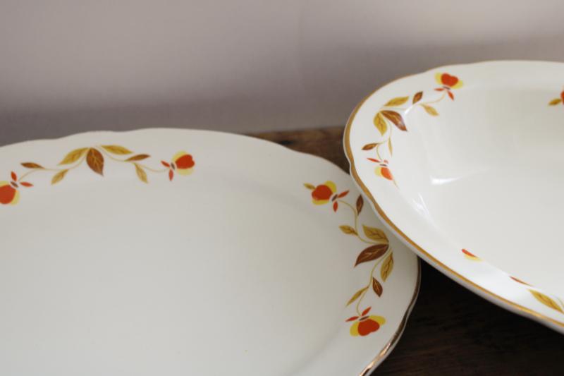 photo of vintage Hall china Autumn Leaf oval bowl & platter, Jewel T Tea pattern #8