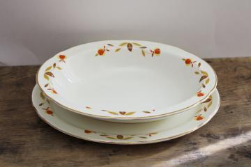 catalog photo of vintage Hall china Autumn Leaf oval bowl & platter, Jewel T Tea pattern