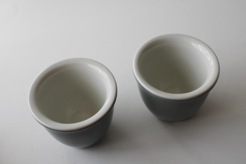 photo of vintage Hall china restaurant ware ramekins custard cups, gray & white ironstone #2