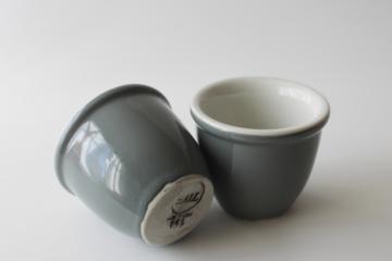 catalog photo of vintage Hall china restaurant ware ramekins custard cups, gray & white ironstone