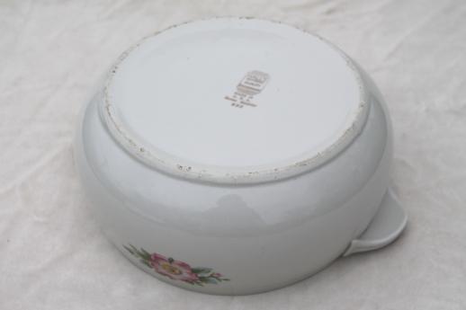 photo of vintage Hall china rose white casserole, bowl only - Hall's Superior pink wild roses  #6