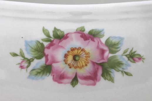 photo of vintage Hall china rose white casserole, bowl only - Hall's Superior pink wild roses  #8