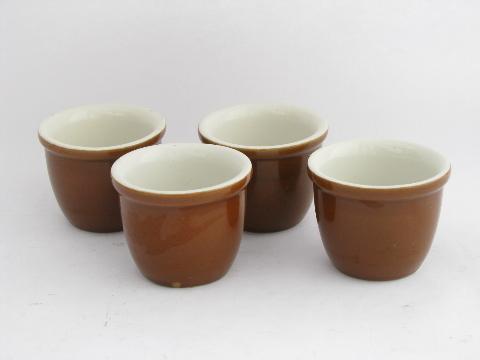 photo of vintage Hall ironstone china, individual baking ramekins or custard cups #1