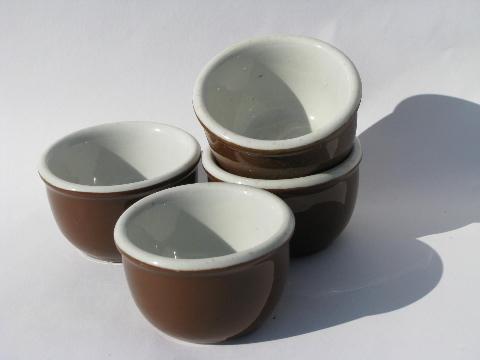 photo of vintage Hall ironstone china, individual baking ramekins or custard cups #1