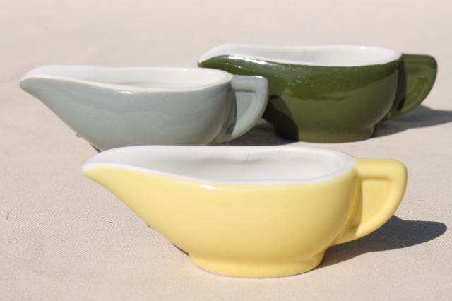 photo of vintage Hall restaurant ironstone china, individual sauce pitchers or tiny gravy boats #3