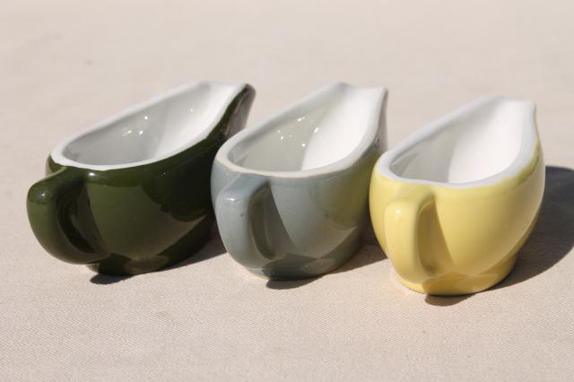 photo of vintage Hall restaurant ironstone china, individual sauce pitchers or tiny gravy boats #9