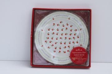 catalog photo of vintage Hallmark cherry print ceramic giving plate Grateful Plateful, Thankful Heart