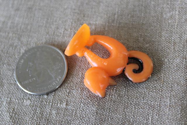 photo of vintage Halloween, Hong Kong hard plastic cupcake topper toys & jack-o-lantern candy container #4