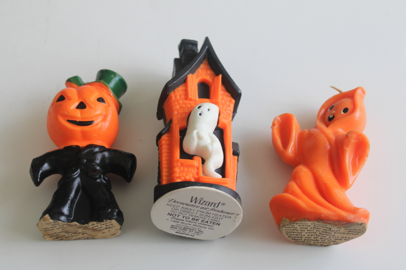 photo of vintage Halloween candles & Wizard haunted house, Gurley pumpkin ghost & jack o lantern man  #2