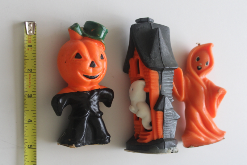 photo of vintage Halloween candles & Wizard haunted house, Gurley pumpkin ghost & jack o lantern man  #8