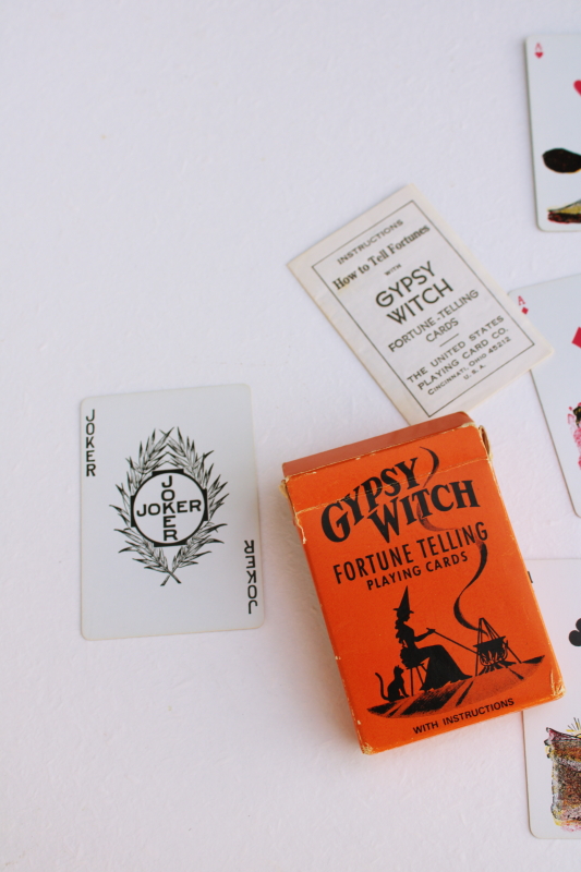 photo of vintage Halloween graphics Gypsy Witch fortune telling playing cards complete set #2