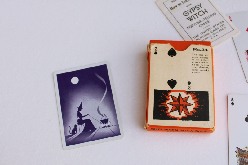 photo of vintage Halloween graphics Gypsy Witch fortune telling playing cards complete set #3