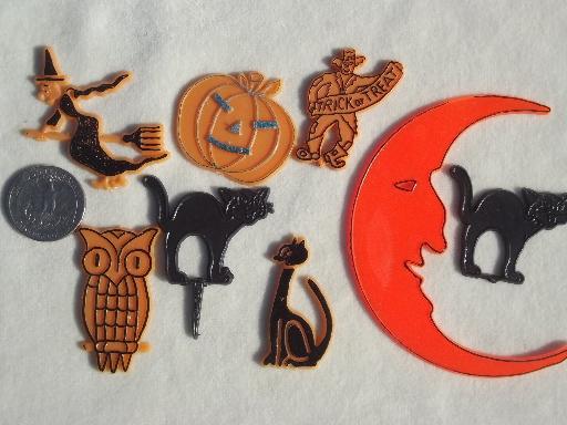 photo of vintage Halloween party decorations lot, cupcake toppers & pumpkin candles #9