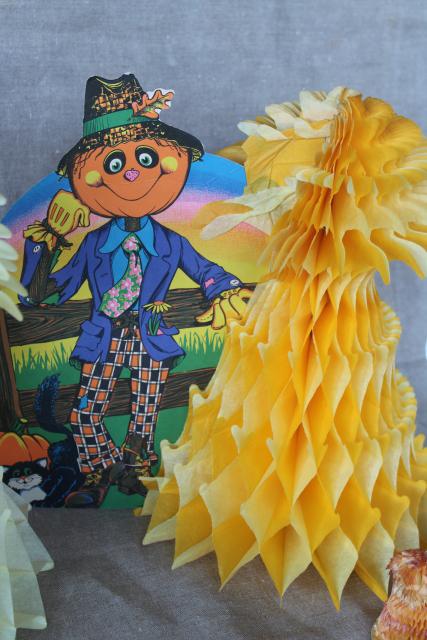 photo of vintage Halloween party die cuts honeycomb paper decorations, Japan, Beistle, Hallmark #9