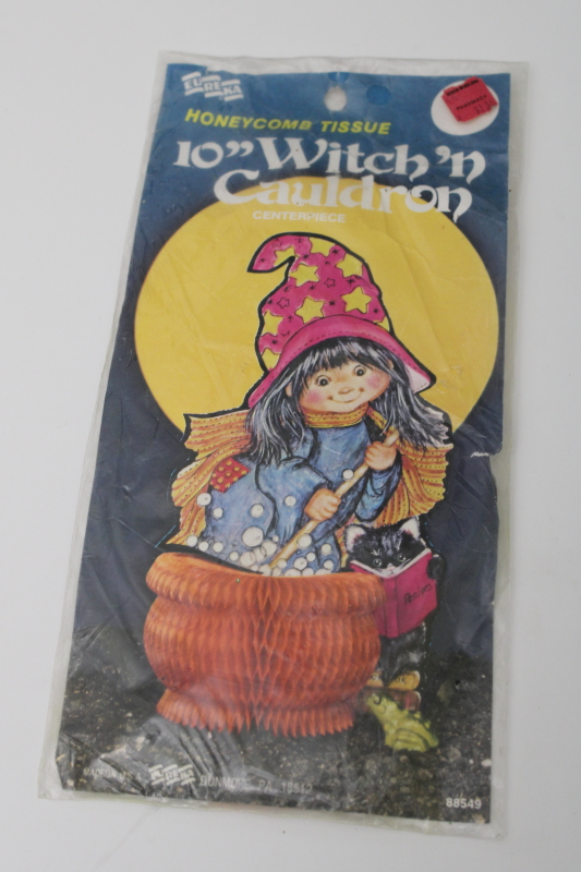 photo of vintage Halloween witch Eureka honeycomb tissue paper diecut party decoration #1