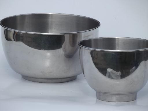 photo of vintage Hamilton Beach mixer bowls, stainless bowl set for electric mixer #1