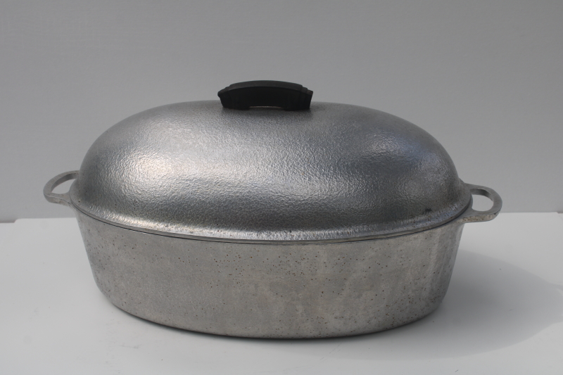 photo of vintage Hammered Club Aluminum large oval dutch oven roasting pan, turkey roaster  #1