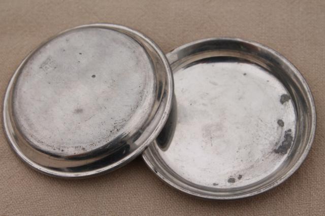 photo of vintage Hanle & Debler pewter plates - small side dishes, butter pats, coasters? #3
