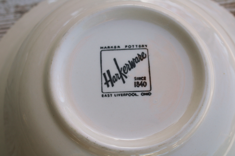 photo of vintage Harker Chesterton pattern china round serving bowl, charcoal grey w/ white border  #7