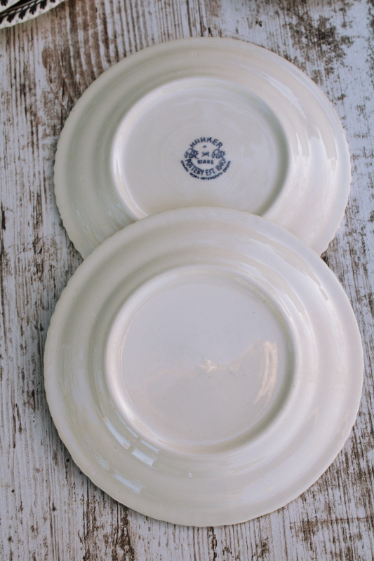 photo of vintage Harker Chesterton pattern dessert plates, charcoal grey w/ white gadroon crimped border  #5