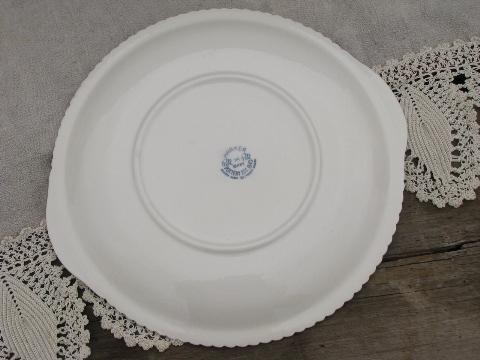 photo of vintage Harker Chesterton white gadroon edge chocolate brown serving plates #4