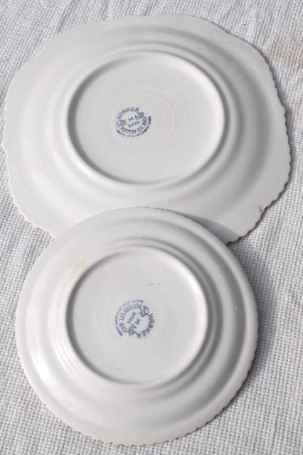 photo of vintage Harker china Corinthian square salad plates & dessert plates, spruce teal green gadroon #7