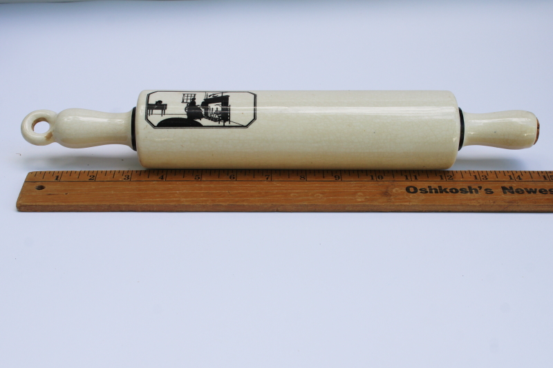 photo of vintage Harker china silhouette pattern, 1930s vintage ceramic rolling pin  #1
