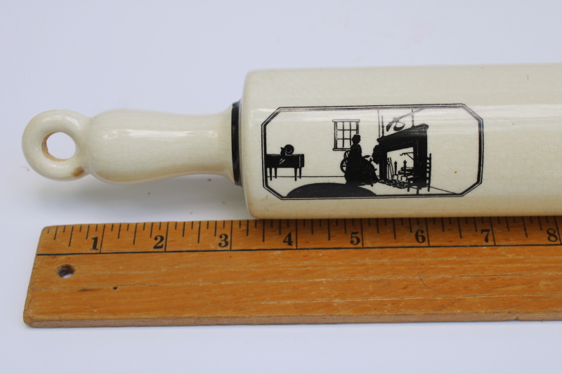 photo of vintage Harker china silhouette pattern, 1930s vintage ceramic rolling pin  #2