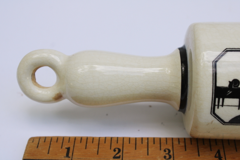 photo of vintage Harker china silhouette pattern, 1930s vintage ceramic rolling pin  #3