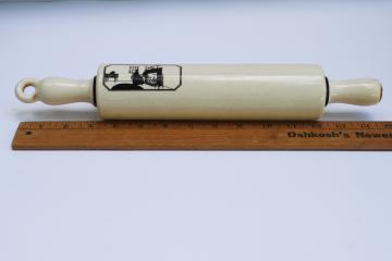 catalog photo of vintage Harker china silhouette pattern, 1930s vintage ceramic rolling pin 