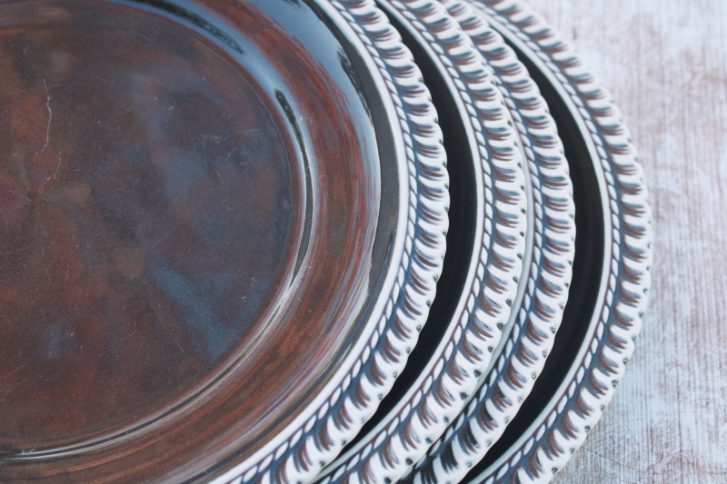 photo of vintage Harker pottery plates Chesterton charcoal grey w/ white gadroon crimped border  #6