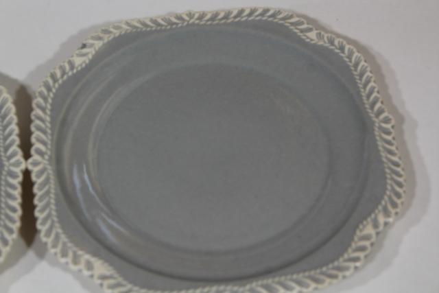 photo of vintage Harker ware Chesterton pie crust feather edge china grey & white plates #9