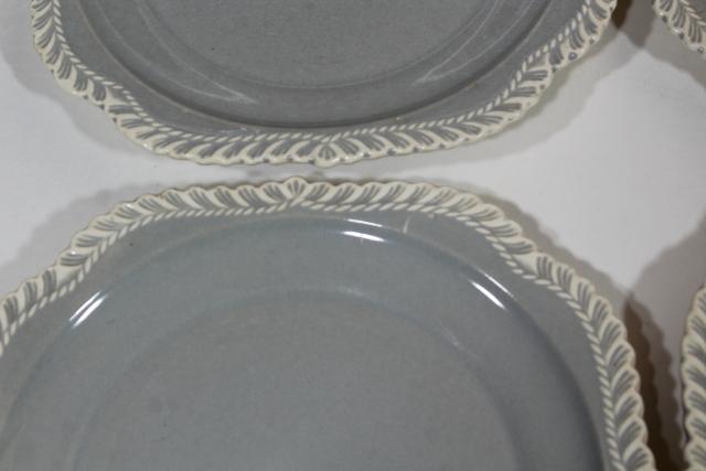 photo of vintage Harker ware Chesterton pie crust feather edge china grey & white plates #10