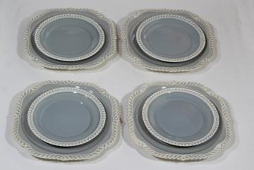 vintage Harker ware Chesterton pie crust feather edge china grey & white plates