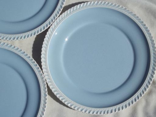 photo of vintage Harker ware china Chesterton Royal Gadroon blue & white plates #2