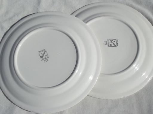 photo of vintage Harker ware china Chesterton Royal Gadroon blue & white plates #4