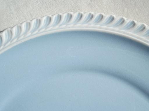 photo of vintage Harker ware china Chesterton Royal Gadroon blue & white plates #6