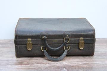 catalog photo of vintage Hartmann leather luggage, Knocabout overnight bag suitcase worn black pebbled leather