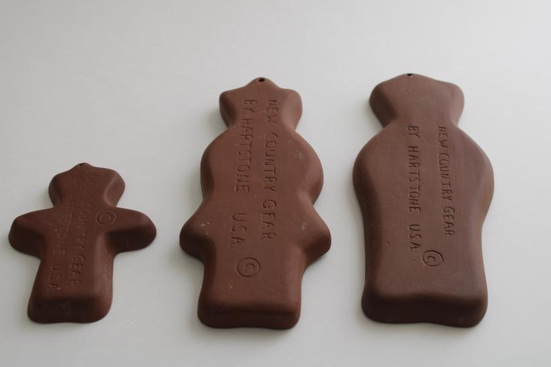 photo of vintage Hartstone stoneware cookie molds, fairy tale Three Bears bear family set #6