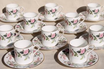 catalog photo of vintage Hathaway Rose Wedgwood china demitasse coffee cups & saucers set of 10