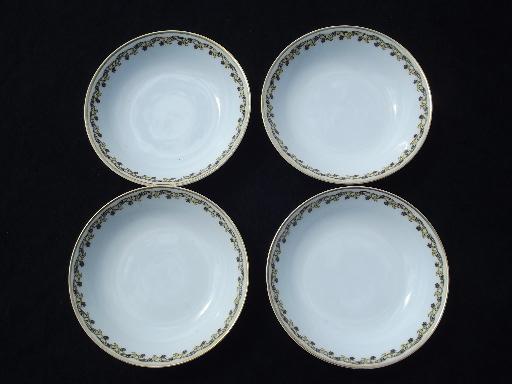 photo of vintage Haviland Limoges china bowls, yellow border w/ tiny black flowers #1