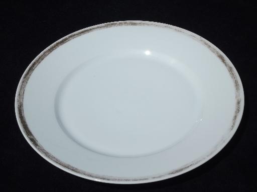 photo of vintage Haviland Limoges china dinner plates, white w/ wide gold band #3