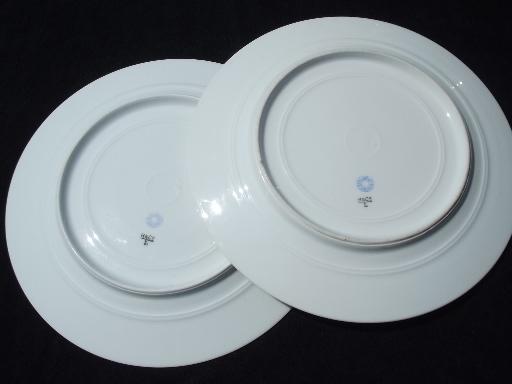 photo of vintage Haviland Limoges china dinner plates, white w/ wide gold band #4