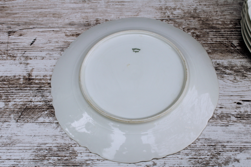 photo of vintage Haviland Limoges porcelain dinner plates, pure white china Ranson pattern scalloped edge  #4