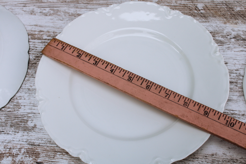photo of vintage Haviland Limoges porcelain dinner plates, pure white china Ranson pattern scalloped edge  #8
