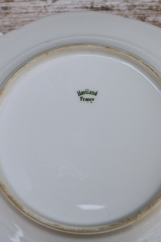 photo of vintage Haviland Limoges porcelain salad plates, pure white china Ranson pattern scalloped edge  #5