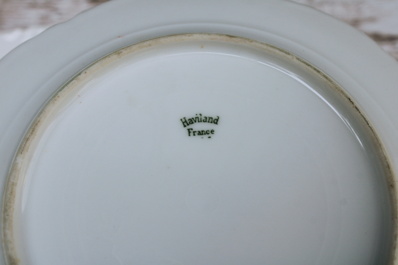photo of vintage Haviland Limoges porcelain salad plates, pure white china Ranson pattern scalloped edge  #6