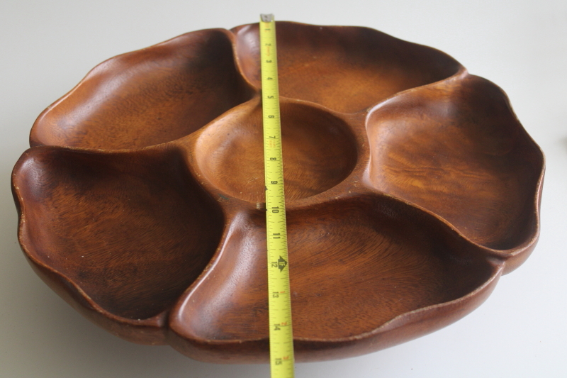 photo of vintage Hawaii monkey pod wood lazy susan relish tray, Harry's Cabinet & Curio shop  #3