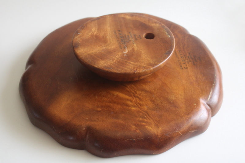 photo of vintage Hawaii monkey pod wood lazy susan relish tray, Harry's Cabinet & Curio shop  #8